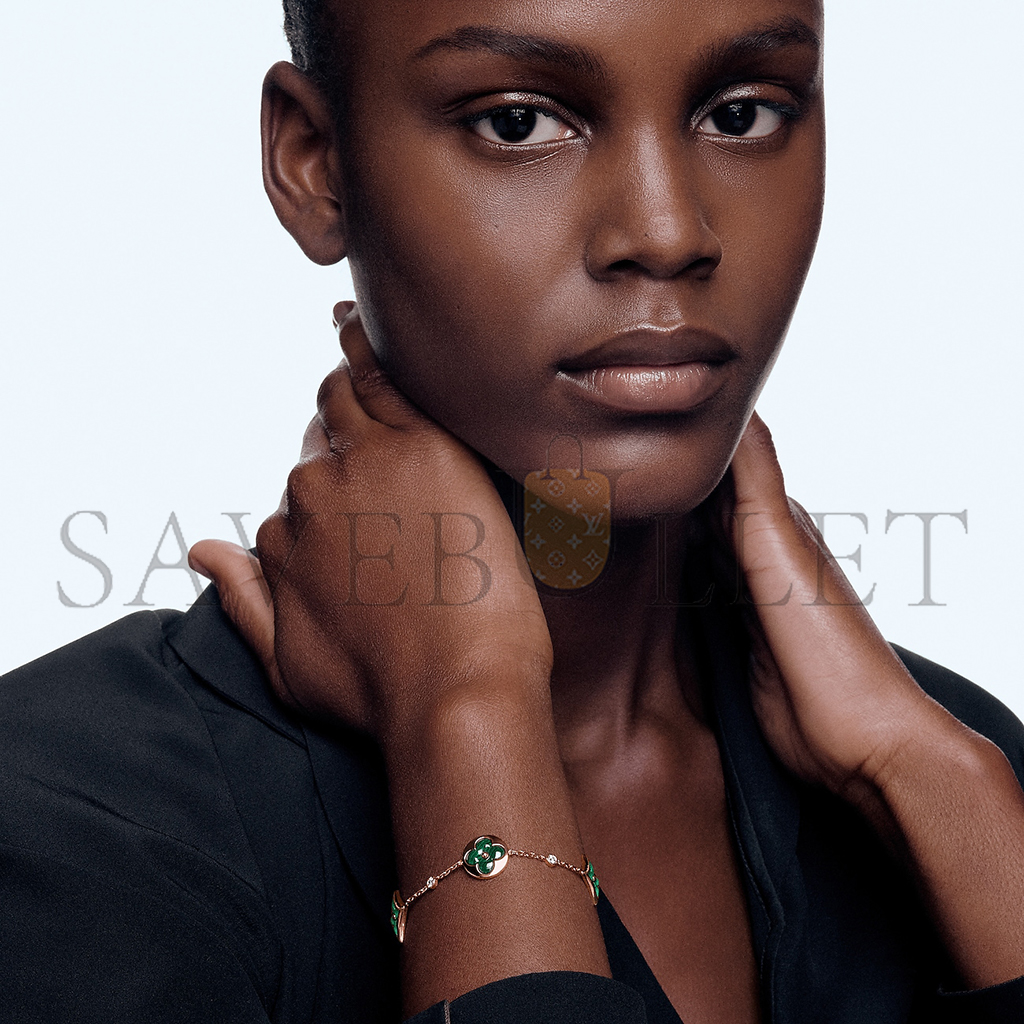 l**is V*t*n color blossom bb multi-motifs bracelet, pink gold, malachite and diamonds q95698